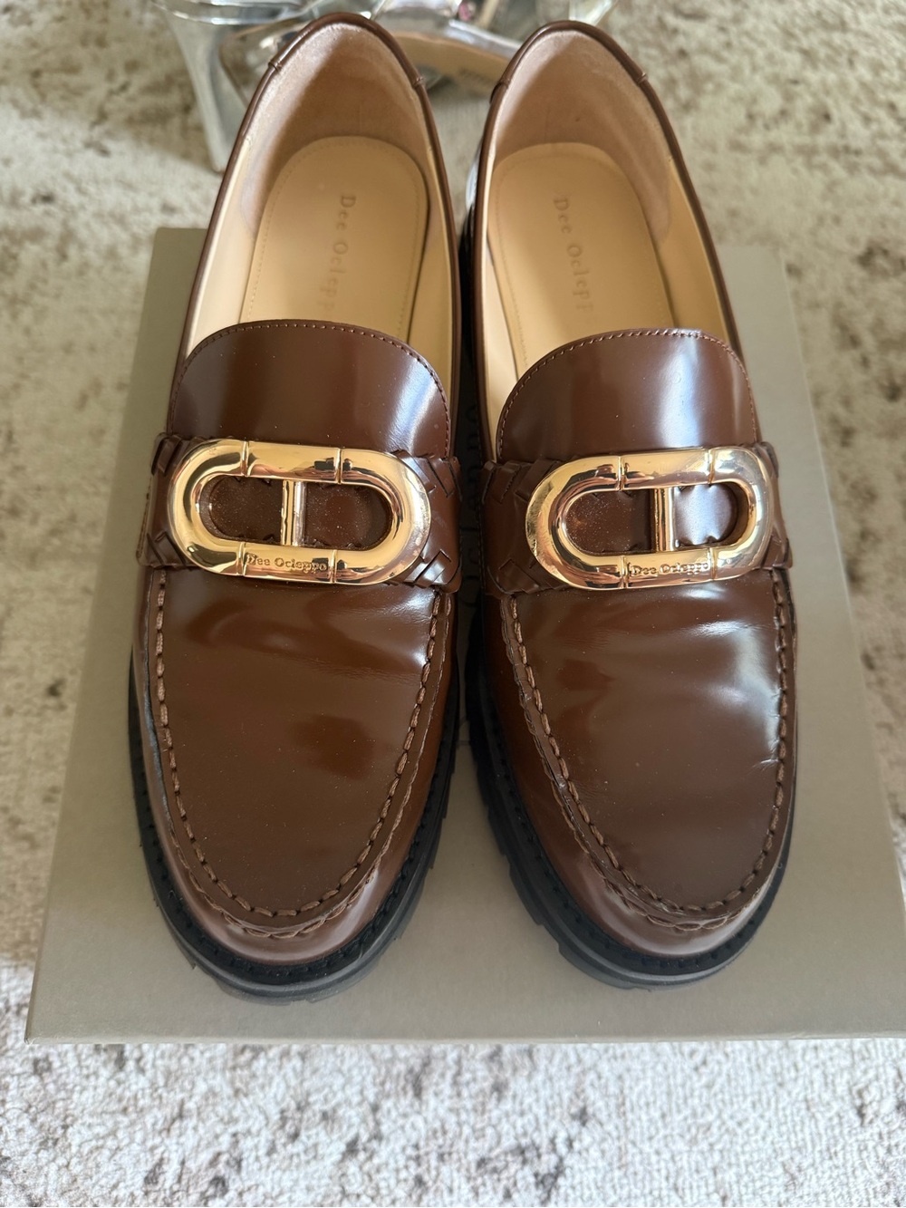 Women’s Brown Leather Buckle Loafers